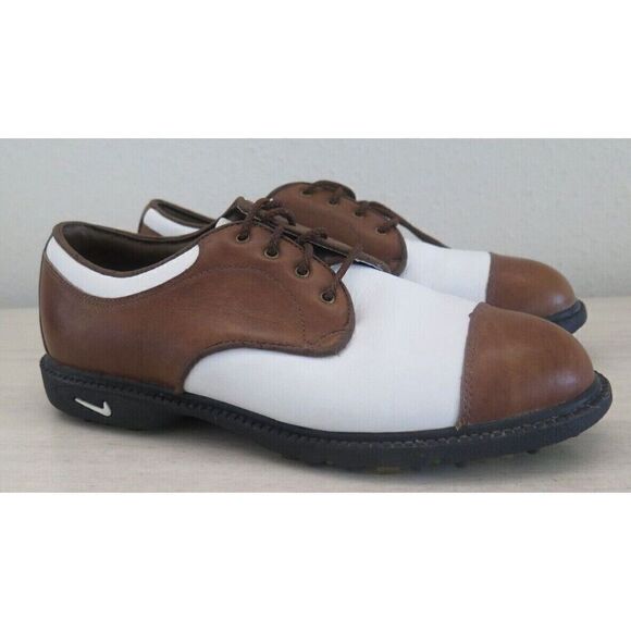 Nike 192049 221 Women's Sz 5.5 Brown/White Leather Classic Golf Shoes - Picture 2 of 10